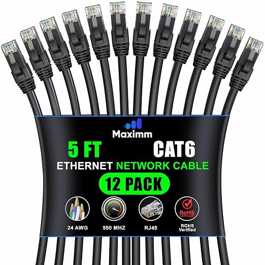 Maximm Cat 6 Ethernet Cable 5 Ft, Cat6 Cable, LAN Cable, Internet Cable by MaximmCable