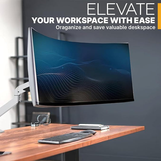 Premium Height Adjustable Single Monitor Arm Stand: Desk/Grommet Mount - Image 2