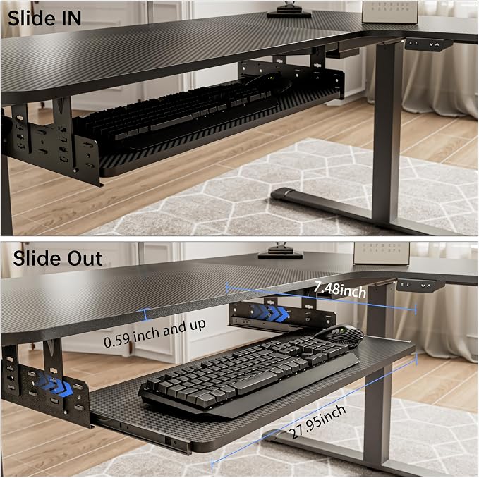 EUREKA ERGONOMIC Adjustable Keyboard Tray Under Desk, 28x11 Inch Large Slide - Image 5