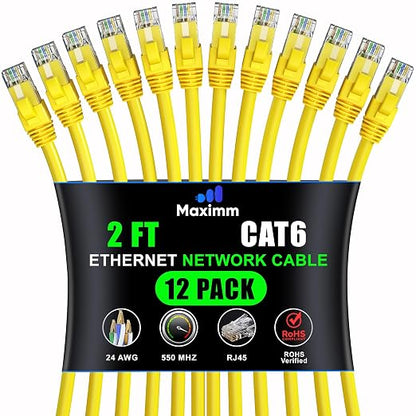 Maximm Cat 6 Ethernet Cable - 2 ft - High-Speed LAN by MaximmCable