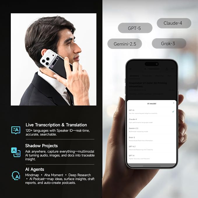 Mobvoi TicNote AI Voice Recorder 64GB Memory Note Recorder w/Case App Control - Image 3