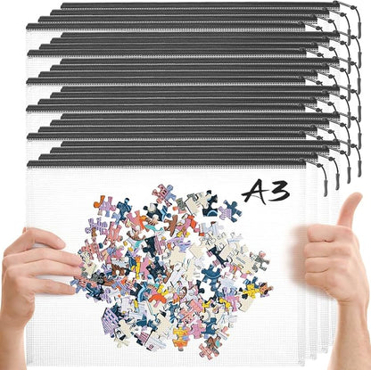 24pcs Mesh Zipper Pouch Puzzle Storage Bags A3 17x12 Inches Large File Bags by YOPCDJ