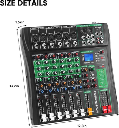 6 Channel Audio Mixer, Professional DJ Mixer Board Sound Music Mixing Console - Image 9