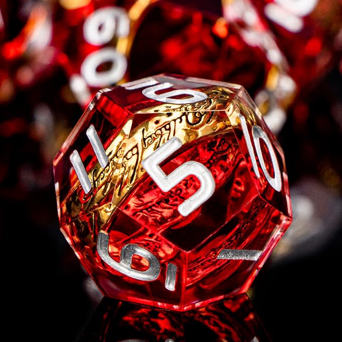 Magic Golden Ring DND Dice Set Sharp Edge Red Resin Dice - Image 5