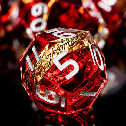 Magic Golden Ring DND Dice Set Sharp Edge Red Resin Dice - Image 5