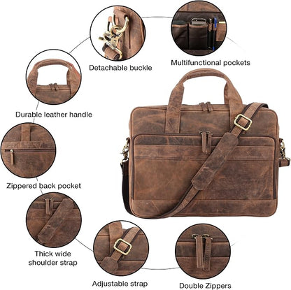Leather briefcases Laptop Messenger Bags Best Office School College Satchel Bag - Image 5