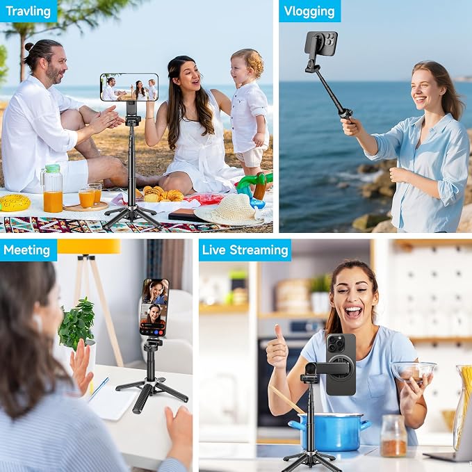 4-in-1 Multifunctional 360° Rotation Magnetic Selfie Stick, Mini Tripod - Image 7