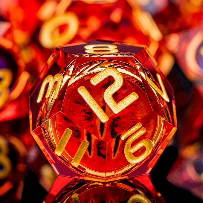 Magic Golden Ring DND Dice Set Sharp Edge Red Gaze Eye Resin Dice - Image 4