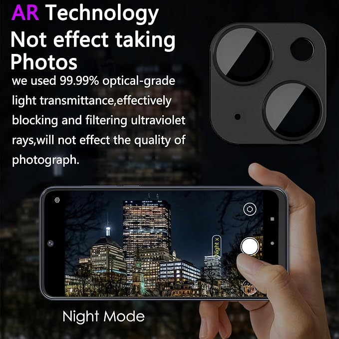 2 Pack Camera Lens Protector for iPhone 14 / iPhone 14 Plus, AR Tempered Glass - Image 3