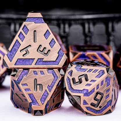 Metal DND Sci-fi Dice Set 7PCS Stripe Polyhedral Dice - Image 5