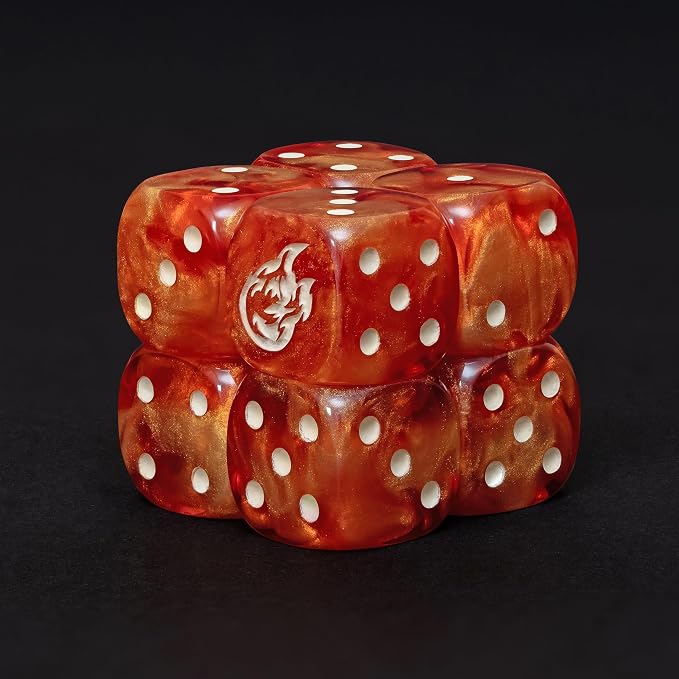 Fireball D6 Dice Set – 10 x 16mm Red & Orange Pearl Dice - Image 4