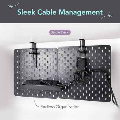 EHO Clamp-On Desk Pegboard, Desk Partition Panel, No-Drill Desk Mounted Peg - Image 6