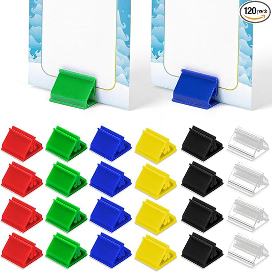 120 PCS Plastic Game Card Stands Colorful Blank Board Markers Holder by YHNTGB