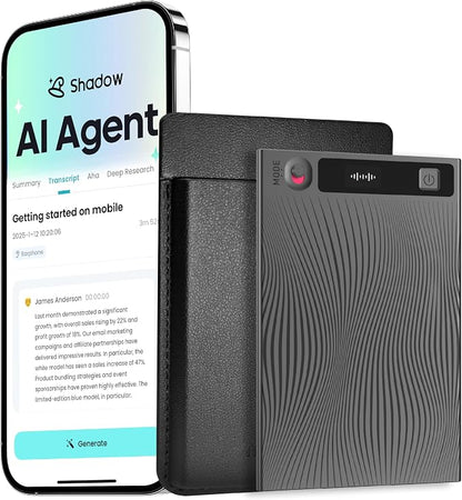 Mobvoi TicNote AI Voice Recorder 64GB Memory Note Recorder w/Case App Control by Mobvoi