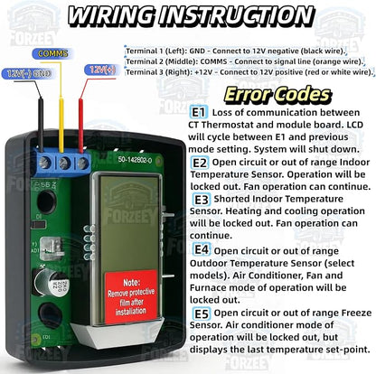 RV Thermostat Compatible with Dometic 3316250.712, 3-Wire Single Zone Control - Image 3