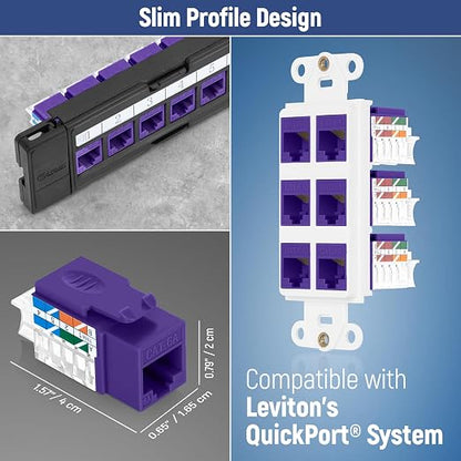 Everest 45° Angled RJ45 Cat6A Keystone Jacks 10-Pack in Purple - Image 7