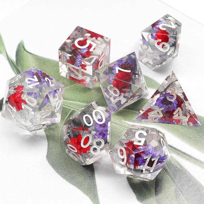 Haxtec Flower DND Dice Set Sharp Edge Dice - Image 3