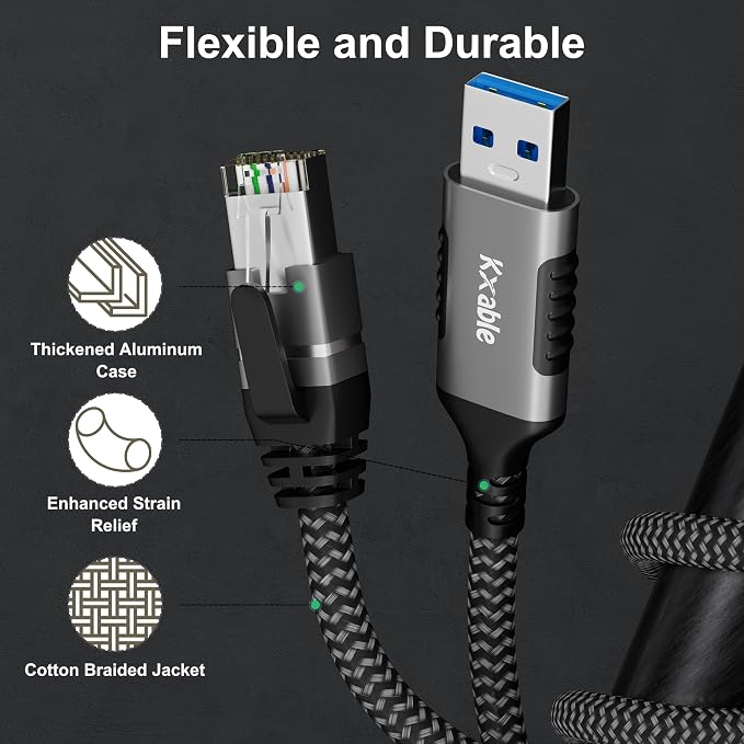 USB to Ethernet Cable 12 FT, USB 3.0 A Male to RJ45 Male Cord, Directly - Image 4