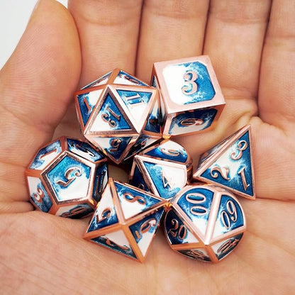 Haxtec Metal DND Dice Set Copper Blue White D&D Dice - Image 6