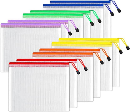 SUNEE Plastic Mesh Zipper Pouch 6x9 in, Small Water-Resistant Zip Bag by SUNEE