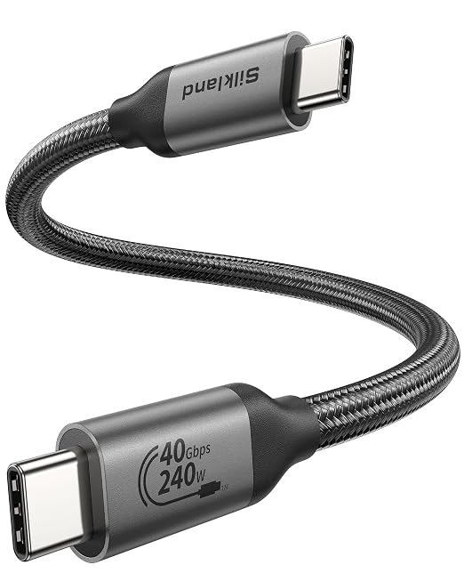 Silkland USB 4 Cable for Thunderbolt 4 Cable 1FT, 40Gbps USB C Data Cable by Silkland