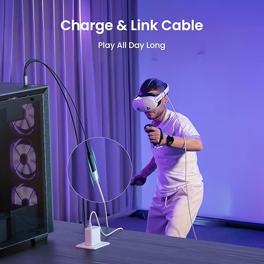KIWI design Link Cable with Charging 16FT Compatible with Meta Quest 3s/3/2/ - Image 7