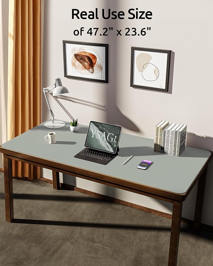 YSAGi Leather Desk Protector, Office Mat, Large Mouse Mat, Non-Slip PU Leather - Image 3