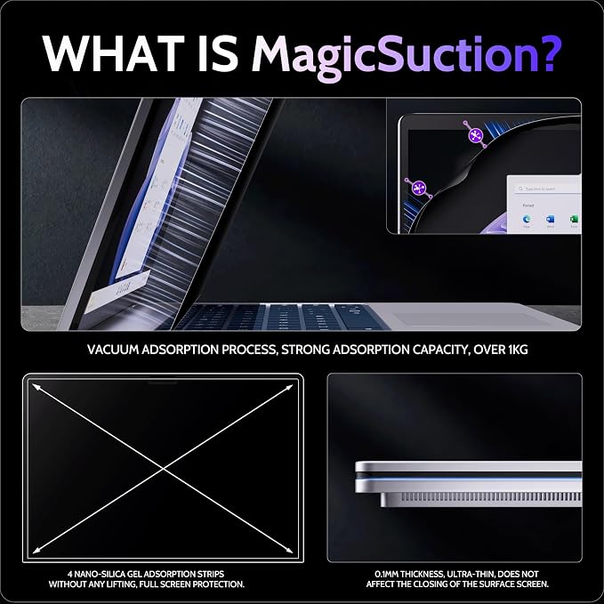 Privacy Screen for 14.4 Inch Surface Laptop Studio 2/1, MagicSuction™ Removable - Image 3