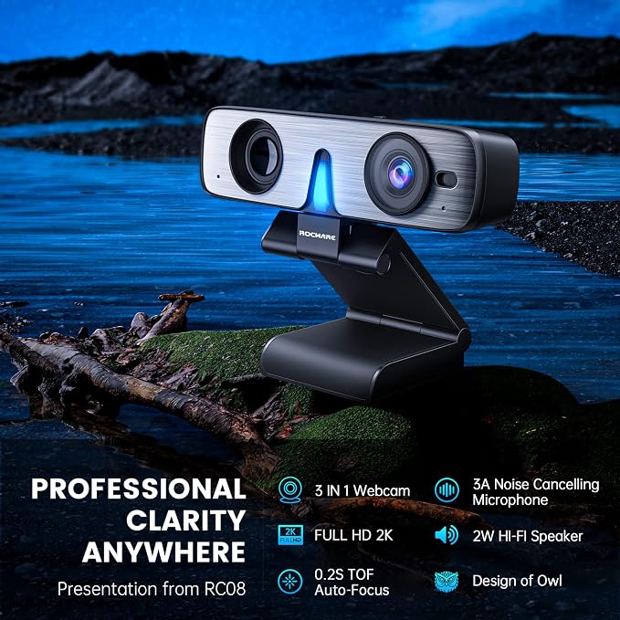 ROCWARE RC08 2K Webcam with Speaker, Webcam - Image 8