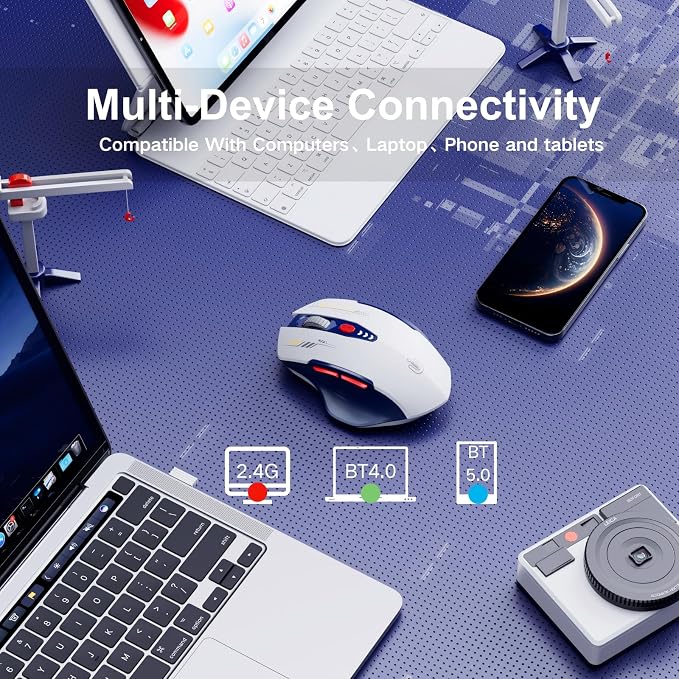 Bluetooth Mouse, Visible Battery Level, 4 Adjustable DPI, Coldless Mice - Image 2