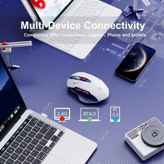 Bluetooth Mouse, Visible Battery Level, 4 Adjustable DPI, Coldless Mice - Image 2