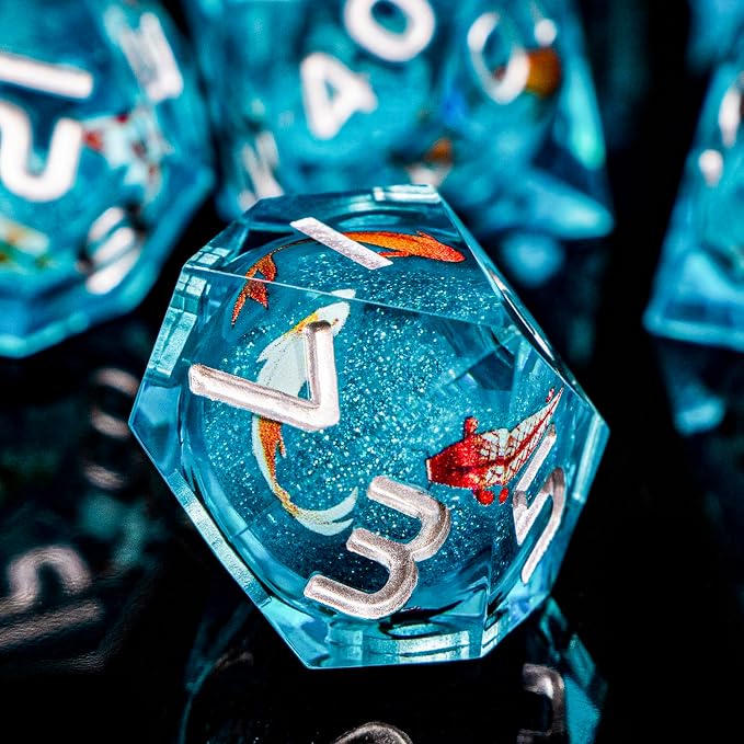 ARUOHHA Liquid Core DND Dice Set, Handmade RPG Koi Fish Dungeons Polyhedral - Image 5