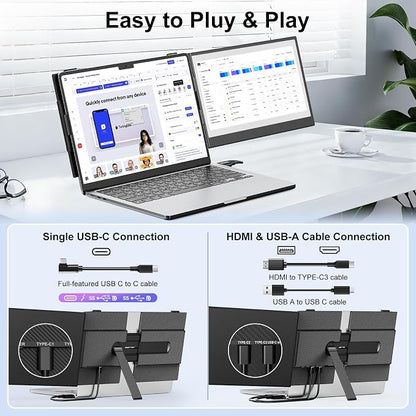 Laptop Screen Extender, Ultra-Thin 0.17" & 1.3lbs Lightweight, Plug & Play Dual - Image 5