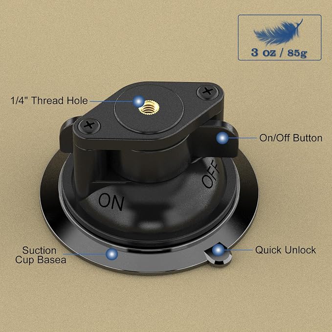 Suction Cup Mount, Windshield Suction Mount Bracket, Single Suction Base - Image 5