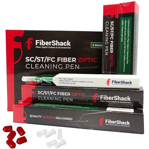 Fibershack - 2.5mm SC Fiber Cleaner Pen - 5 Pack - FC & ST Fiber Optic Cleaning by Fibershack