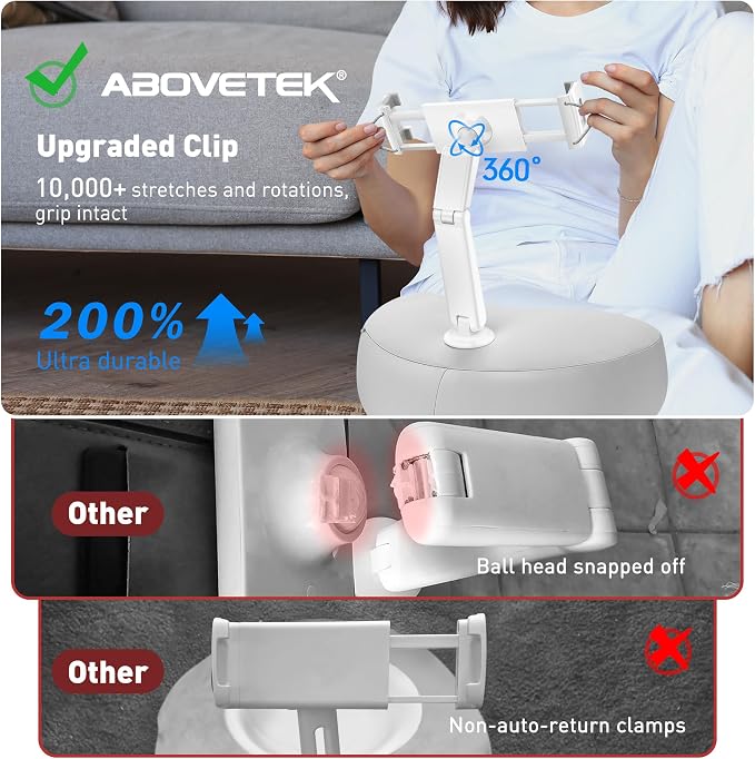 AboveTEK Tablet Pillow Stand for Bed, Hands-Free 360° Adjustable iPad Pillow - Image 7