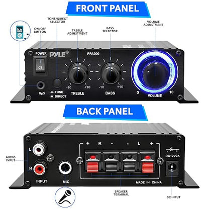 Pyle Home Mini Audio Amplifier - 60W Portable Dual Channel Surround Sound HiFi - Image 2
