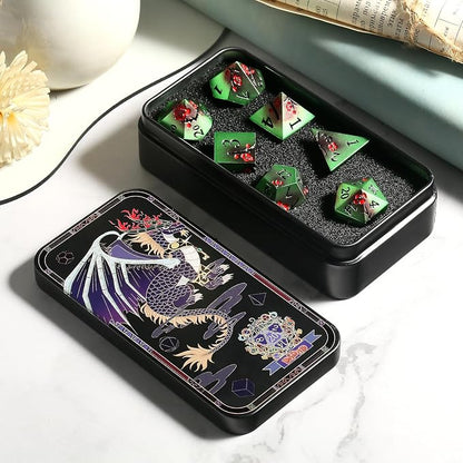 Metal Dice Set D&D, DNDND 7 PCS Metallic Flowers DND Dice - Image 5