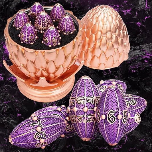 ARUOHHA DND Metal Dice Copper Purple Dragon Egg Dice by ARUOHHA