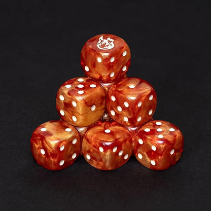 Fireball D6 Dice Set – 10 x 16mm Red & Orange Pearl Dice - Image 2