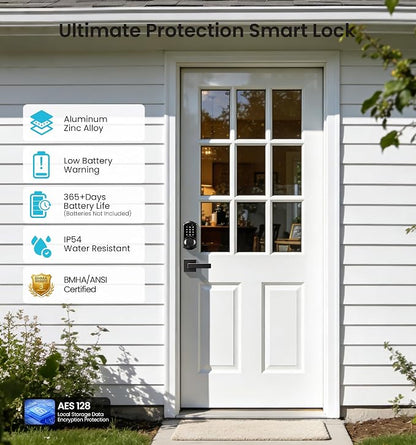 Veise VE06-L Smart Locks with 2 Lever Handle Set, App Control, Keyless Entry - Image 5