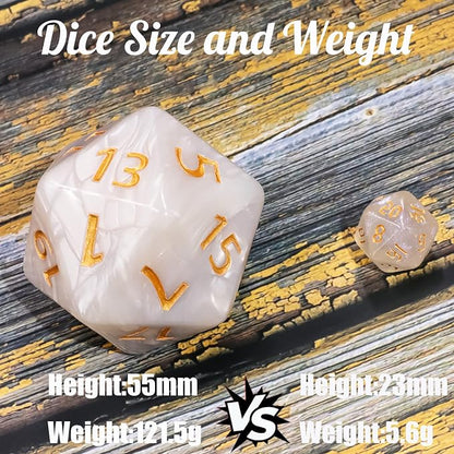 20 Sided DND Dice, D20 Giant Polyhedral Dice, 55mm Titan Large Pearl Color D20 - Image 2