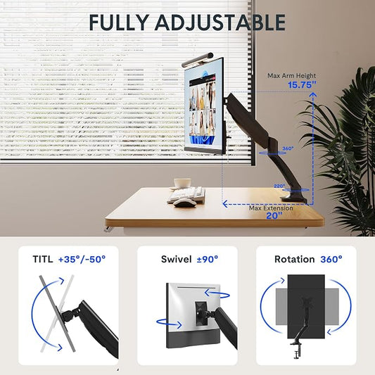 FlexiSpot Single Monitor Stand for Desk Adjustable Spring Vesa Monitor Mount - Image 2
