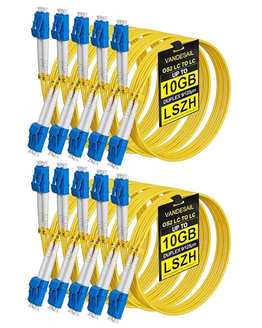 1M LC to LC Single Mode Fiber Patch Cable, 10 Pack OS2 LC to LC Fiber Patch by VANDESAIL