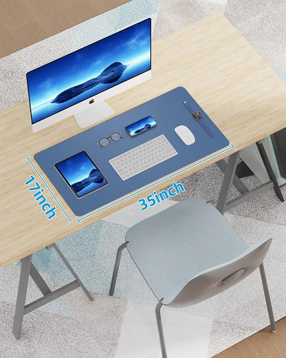 Leather Desk Pad Blotter, Mouse Pad, Office Desk Mat, Non-Slip PU Leather Desk - Image 7