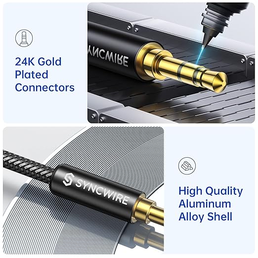 Syncwire 3.5mm Nylon Braided Aux Cable, Audio Auxiliary Input Adapter Male to - Image 2