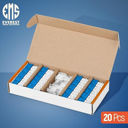Everest 90° Angled RJ45 Cat6A Keystone Jacks 20-Pack in Blue - Image 2