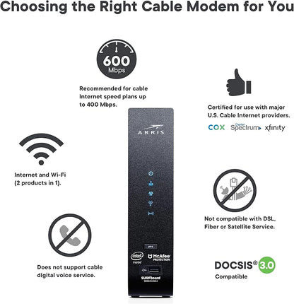 ARRIS Surfboard SBG7400AC2-RB DOCSIS 3.0 Cable Modem & AC2350 Wi-Fi Router - Image 7