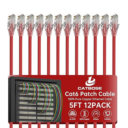 5 Feet Cat6 Patch Cables, Solid Pure Copper Patch Cord, Cat 6 Ethernet Cable by CatBose