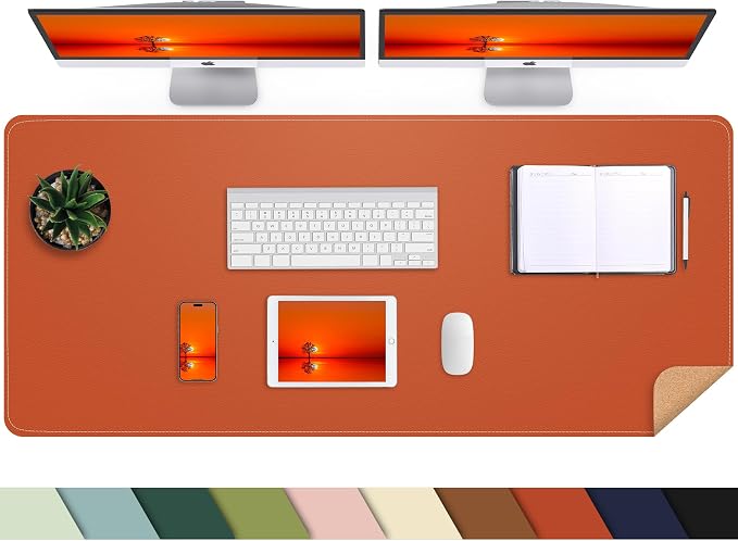 AFIING Leather Desk pad Protector, Large Desk mat by AFIING